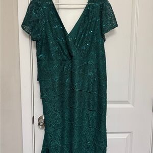 Avenue Teal Sequin High Low Dress